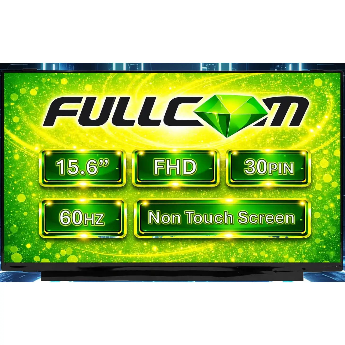 15.6 Inch ISO-Compliant Full HD 1080P IPS Replacement Flat Panel Display Screen for Computer Monitors, 30-Pin Non-Touch, Compatible with NV156FHM-N46 N41 N42 N43 LM156LF1L02 BH156EA2S, Up to 3-5 Dead Pixels Acceptable, Power Adapter Disconnection Reminder