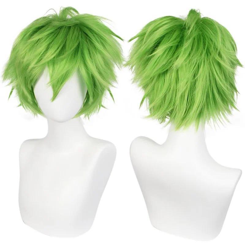 Universal Cosplay Synthetic Wig Silver Red Pink Blonde Grass Green Black Straight Men's Wig for Halloween Cosplay Party Wigs
