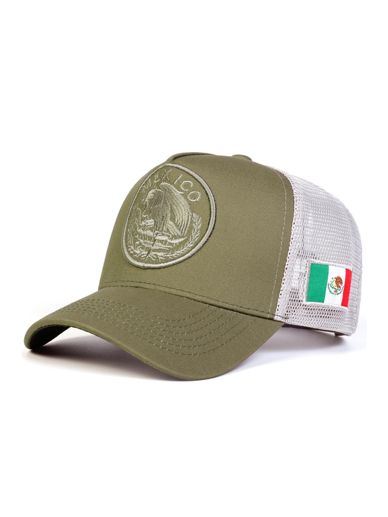 Mexico Flag Design Baseball Cap, Casual Outdoor Sports Hat for Men & Women, Adjustable Sun Protection Cap for Daily Wear, Embroidery Adjustable Hat