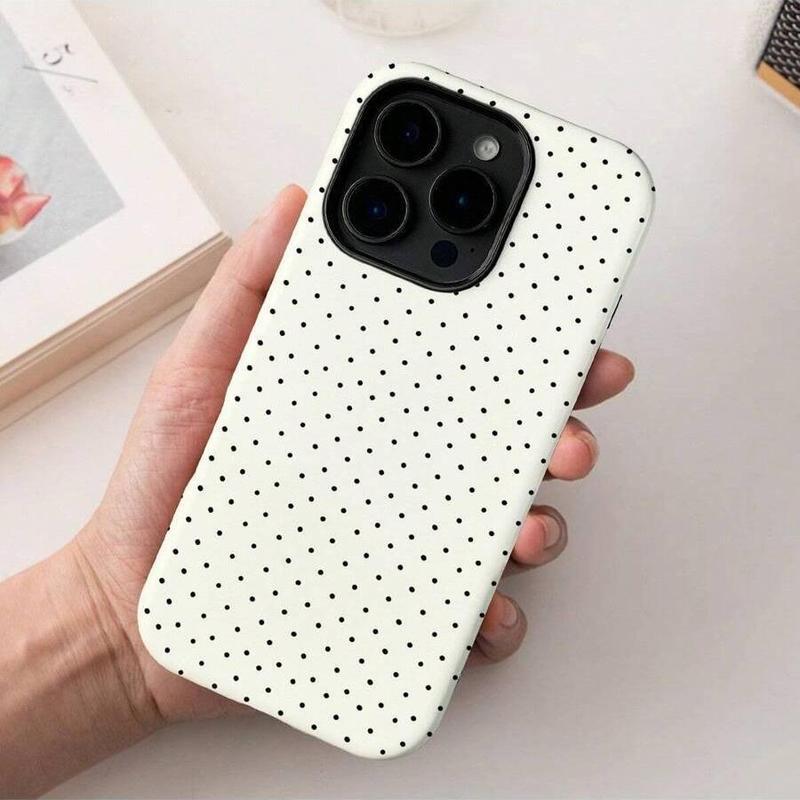 Polka Dot Pattern Beautiful Fashion Two-In-One Membrane Shell - Sturdy Double Protective Shell, Matte Feel All-Inclusive Mobile Phone Case Durable, Shock Absorption and Fashion, Suitable for IPhone 16, 17 Pro, Max, Perfect Birthday