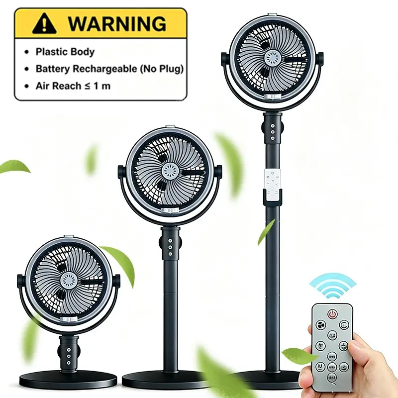 New Spray Floor Fan, 4000mAh Rechargeable Battery with Remote Control Function, Adjustable Height, 90-Degree Swing Function, Rechargeable Mist Cooling Fan for Summer Home Use