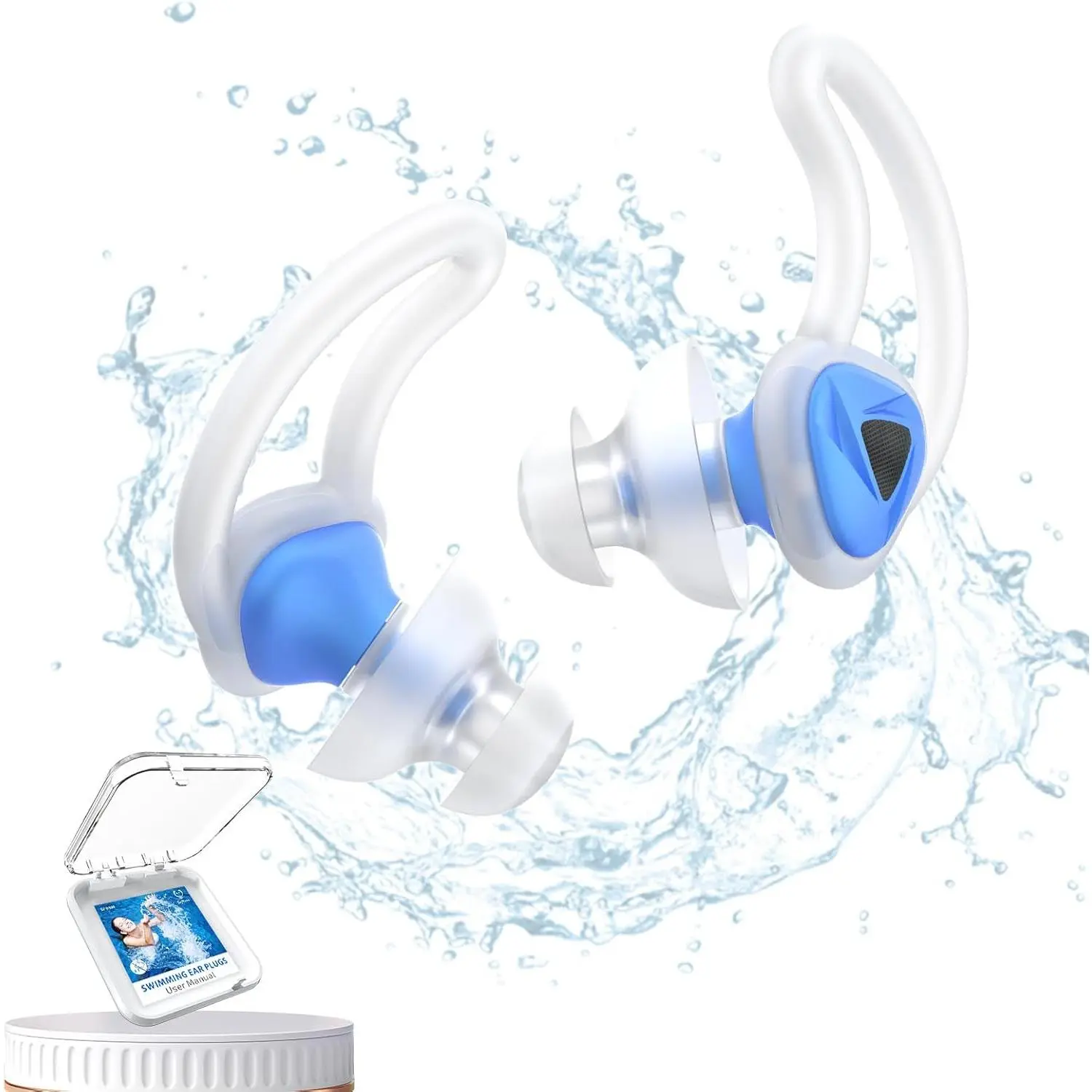 Ear Plugs for Swimming, Swim Earplugs for Adults Men Women Juniors Swimmers - Block Water Out, Super Soft,Custom Fit  Protection for Surfing Pool Shower Bathing