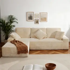 Aobtkel 105" Cloud Modular Boneless Couch, Left Facing L-Shaped Chaise Sectional Sofa - No Assembly Required, Plush Corduroy & Memory Foam, for Living Room Bedroom Apartment On-Site