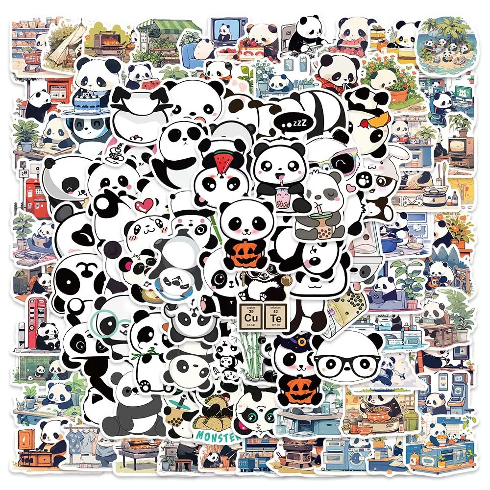 50Pcs Cute Cartoon Panda Stickers, Kawaii Bear Decals, Planner Accessories, Back To School, Office Products for Journal, Notebook, Water Bottle, Laptop, Scrapbook DIY Decor