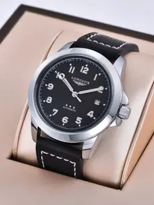 Luxury Men's Automatic Mechanical Watch, Vintage Pilot Open Heart Waterproof Luminous Calendar Digital Dial, Durable Leather Strap Business Casual