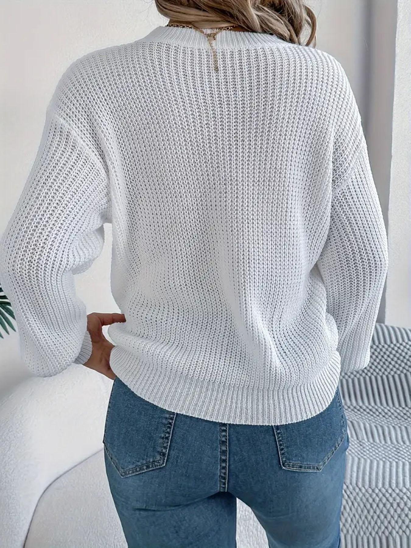 New Heart Loose Knit Sweater for Women, Autumn Winter Round Neck Pullover, Casual Colorblock Design, Lazy Style Heart Pattern Top, Knitted Shirt