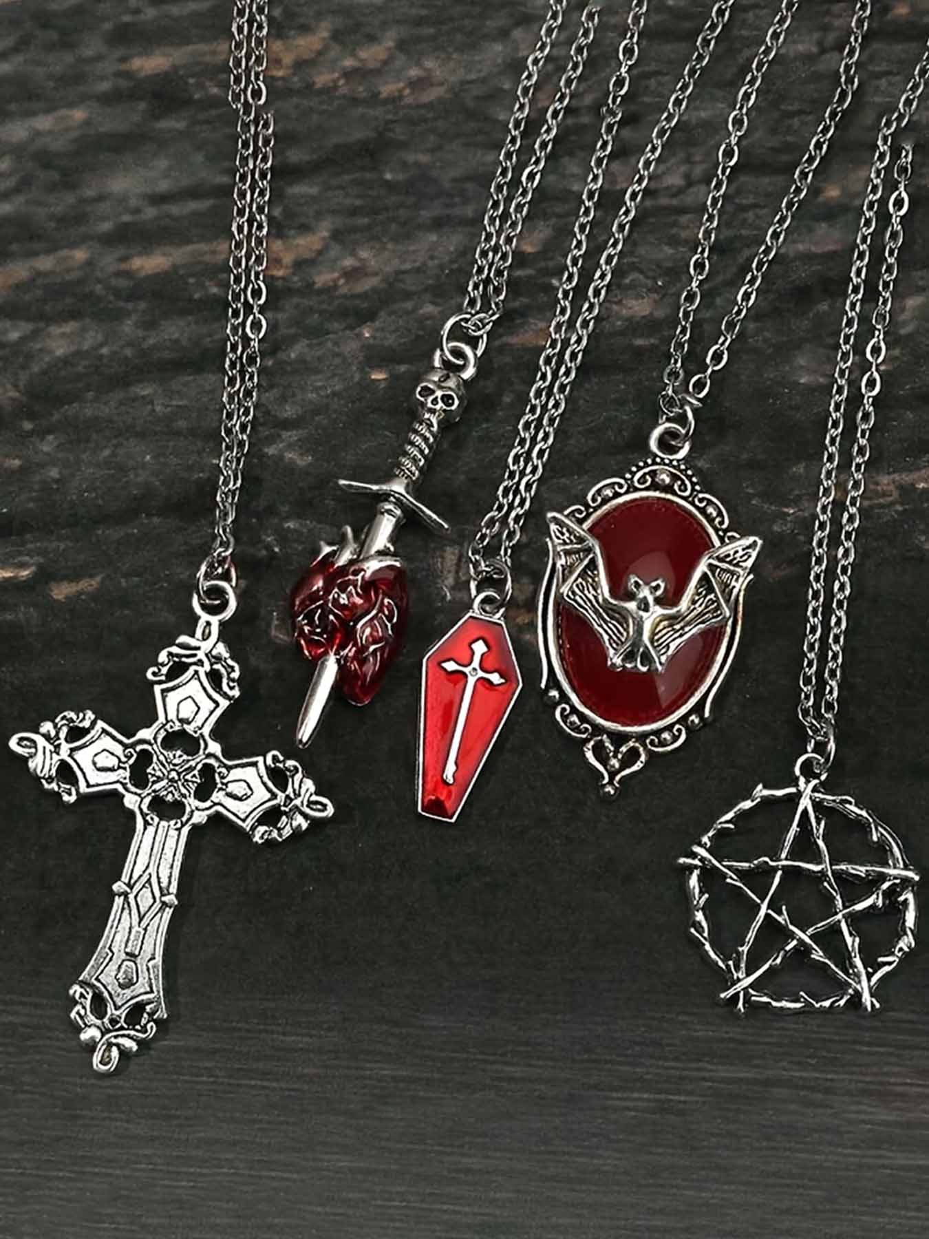 Women's Punk Style Exaggerated Portrait Pendant Necklace Set, Layered Necklaces, Stainless Steel Chain, Casual Jewelry for Dating, Vacation, Party, Fashion Jewelry Accessories