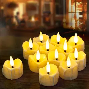 12 Pack LED Timer  Light  Operated, Flameless Flickering LED Votive Tealight Timer Candles, Outdoor Electric Flicker  Candle Bulk for Christmas Halloween Pumpkin Light Decorations