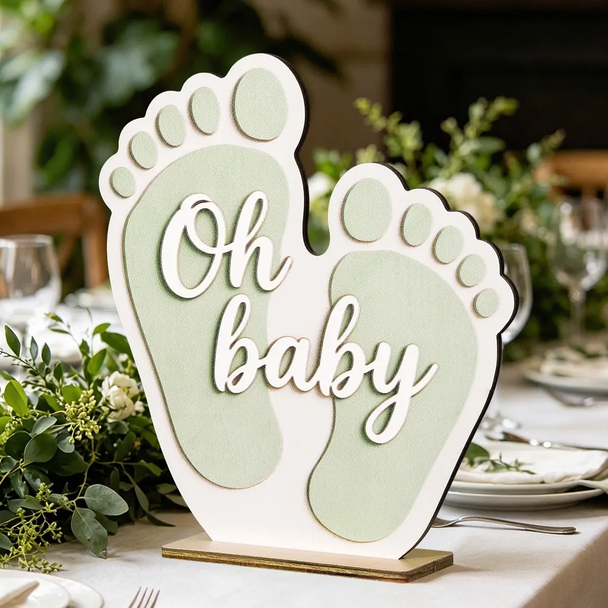 Baby Shower Party Decor Set, Wooden Desktop Ornament, Gender Reveal Background Cloth, Boy or Girl Baby Gift, Infant Baptism Decoration