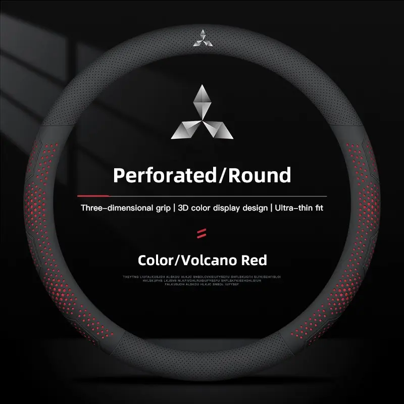 38cm Diameter Car Universal Steering Wheel Cover Leather For Mitsubishi Eclipse Cross ASX Xforce Granois Outlander L200 Xpander Mirage Pajero Rallillart LancerEX LancerEvo