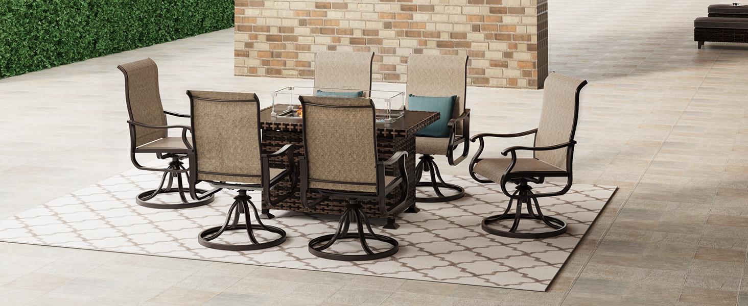 Amopatio Greenish Spring 3-Piece Patio Swivel Chairs, Modern Metal Outdoor Furniture Set with Cushions Amopatio Greenish Spring 3-Piece Patio Swivel Chairs, Modern Metal Outdoor Furniture Set with Cushions