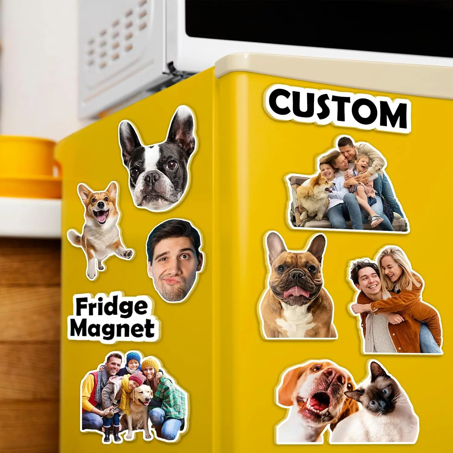 Customized photo magnet refrigerator sticker, personalized refrigerator sticker with photo, personalized acrylic shaped refrigerator magnet |   pet portrait with photo |   waterproof refrigerator sticker |   home decoration, Christmas gift