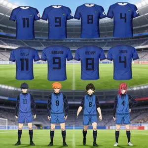 Blue Lock Anime Japanese Isagi Yoichi Football Jersey T-shirt Cosplay Hyoma Chigiri Meguru Bachira Tee Original Children Clothes