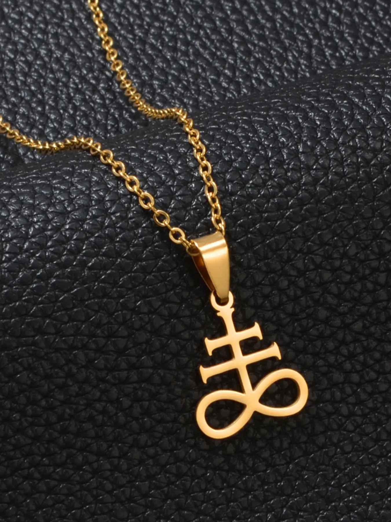 1Piece Satan Satanic Leviathan Cross Symbol Pendant Necklaces For Women Stainless Steel Religious Jewelry Chain Necklace