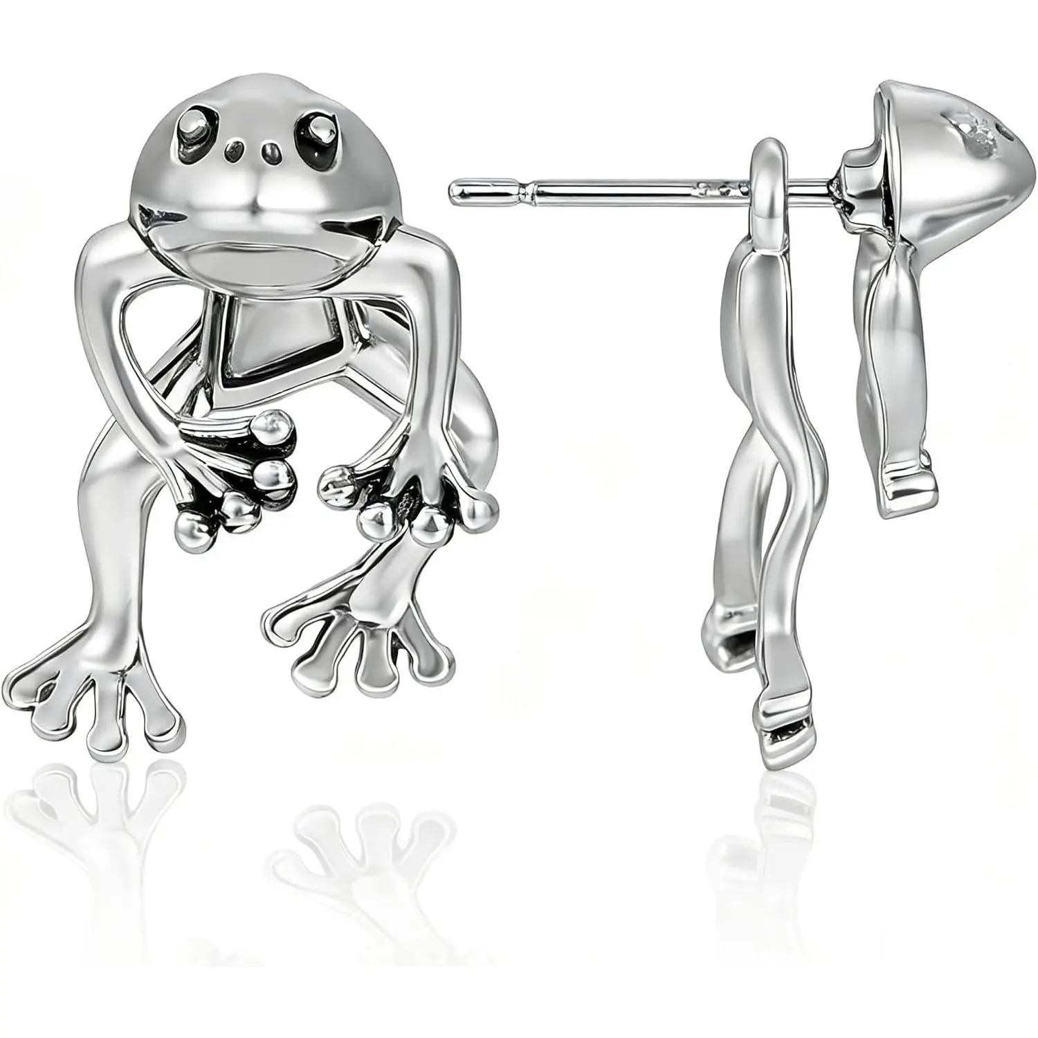 Frog Stud Earrings for Women -    Frog Shaped Dainty Earrings, Funny Cute Fun  ,  Unusual Weird Stuff  Gifts