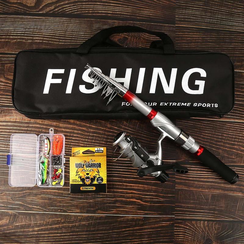 Fishing Rod & Reel & Accessories Set, Portable Fishing Rod & Reel & Box & Bag, Fishing Accessories for Outdoor Fishing, Fishing Gear Set