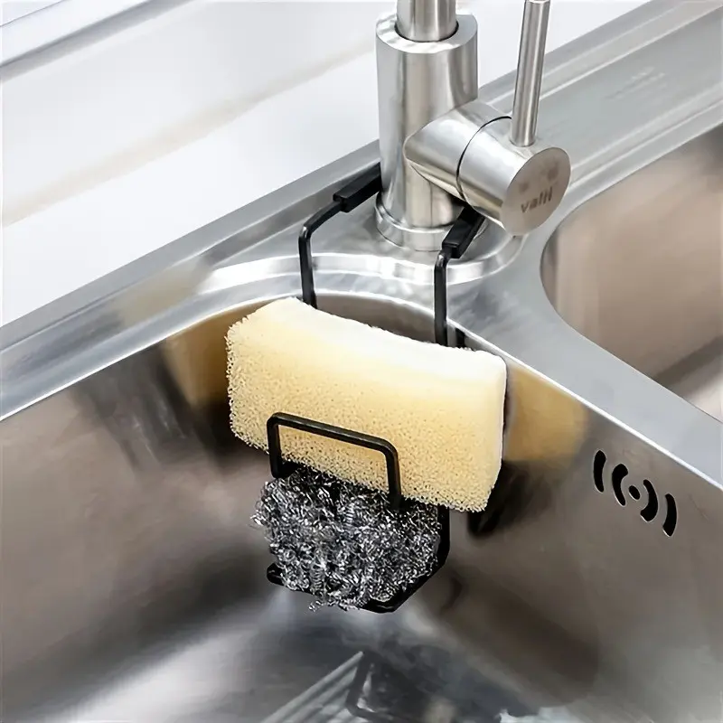 Adjustable Iron Sink Organizer Rack, Convenient Drain Basket for Kitchen, Holds Brushes, Soap, Cloths, Sponges, Towels
