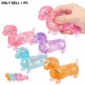 Dachshund Squishy Stress Toy, Glitter Dog Maltose Stress Ball, Slow Rise Fidget for Anxiety Relief, Soft Squeeze Desk Gadget for Home Office Travel
