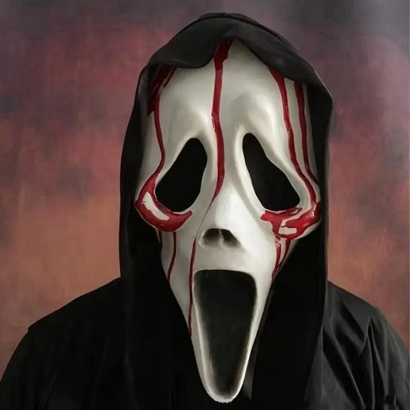 Scary Black Grim Reaper Skull Latex Face Mask Accessory, 1 Size, for Halloween Party, Cosplay Prop, Costume Event, Accessories, One Size