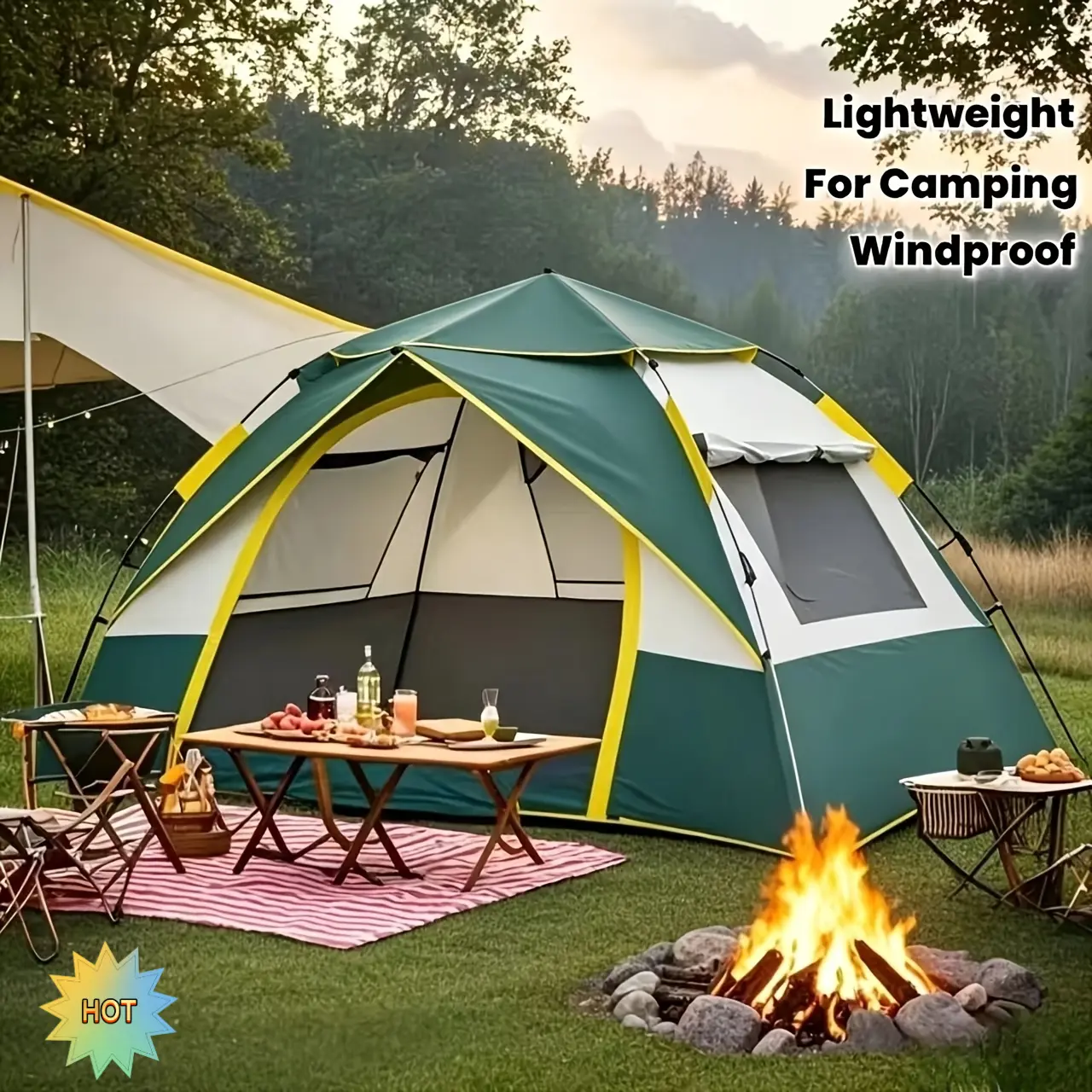 Instant Pop-Up Dome Tent for 1-4 Persons - Lightweight, 3-4 Season, Waterproof, Windproof for Camping, Hiking