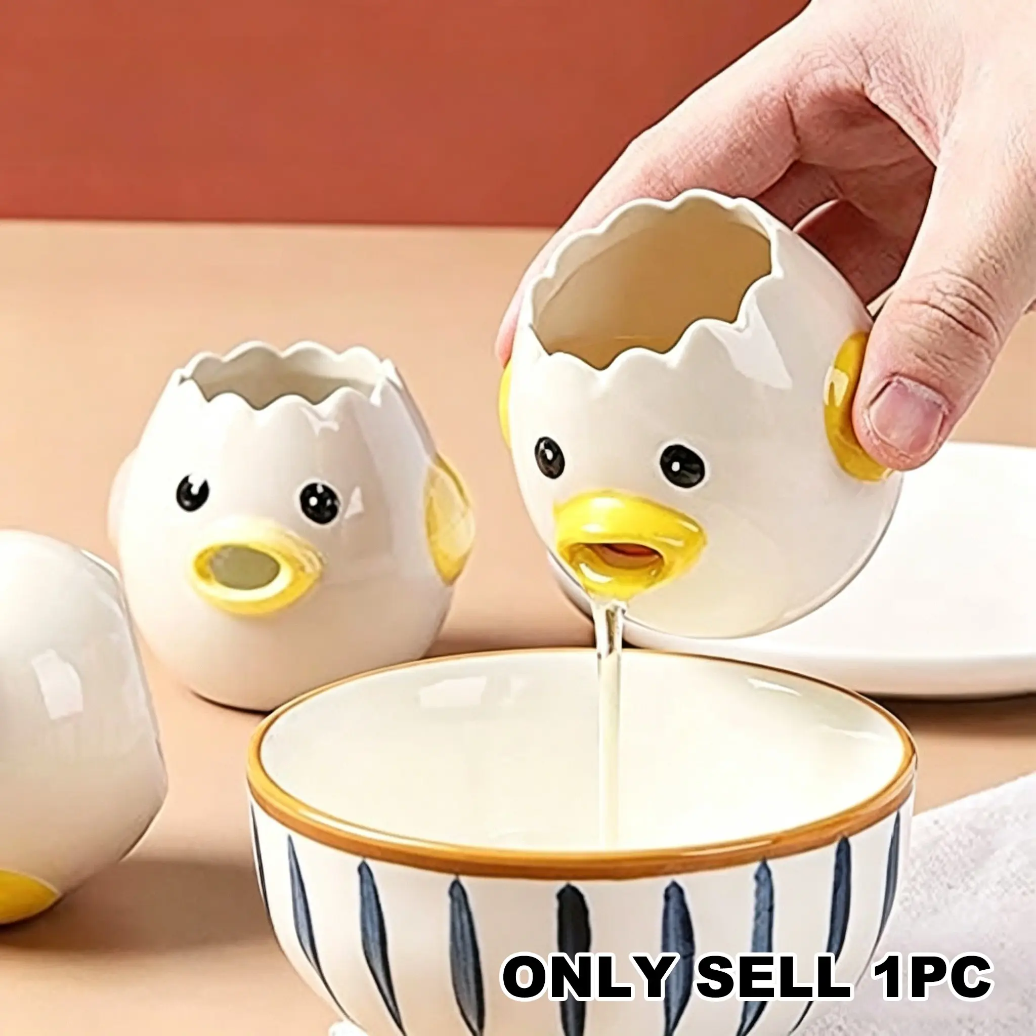 Adorable Ceramic Egg Divider, Egg White Separator, Practical Egg Liquid Filter Gadget, Ideal for Home, Kitchen, Diner & Bakery Use
