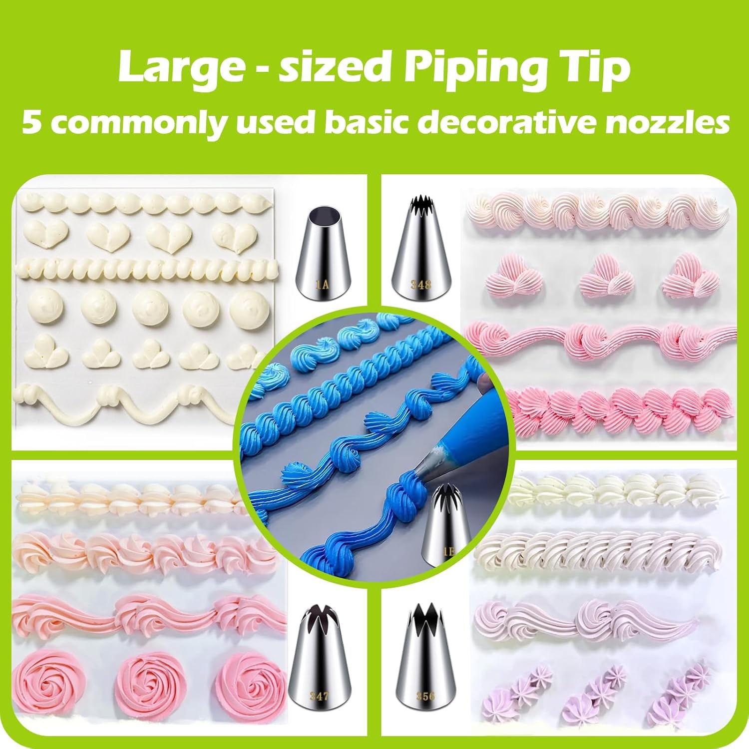 Large Piping Tips Set, Stainless Steel Cake Decorating Tips, Large ...