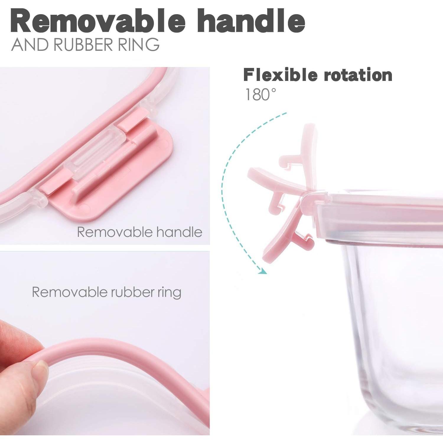 PLL 10 Pack Glass  Storage Containers with Lids Leakproof, Airtight Glass Meal Prep Containers For Lunch, On The Go, Leftover, Dishwasher Safe Set Plastic