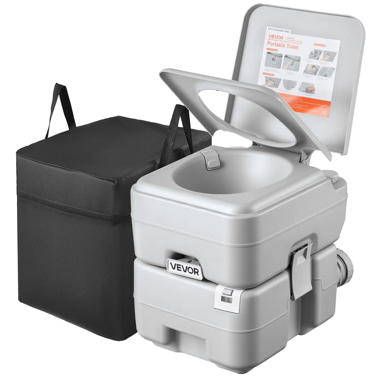 【DealsForYouDays】VEVOR Portable Toilet, 5.3 Gallon Detachable Waste Tank, 120 Flushes, Camping Toilet for Adults, Outdoor Travel Potty with Level Indicator, Carry Bag, Suitable for RV Travel, Camping, Hiking, Boating