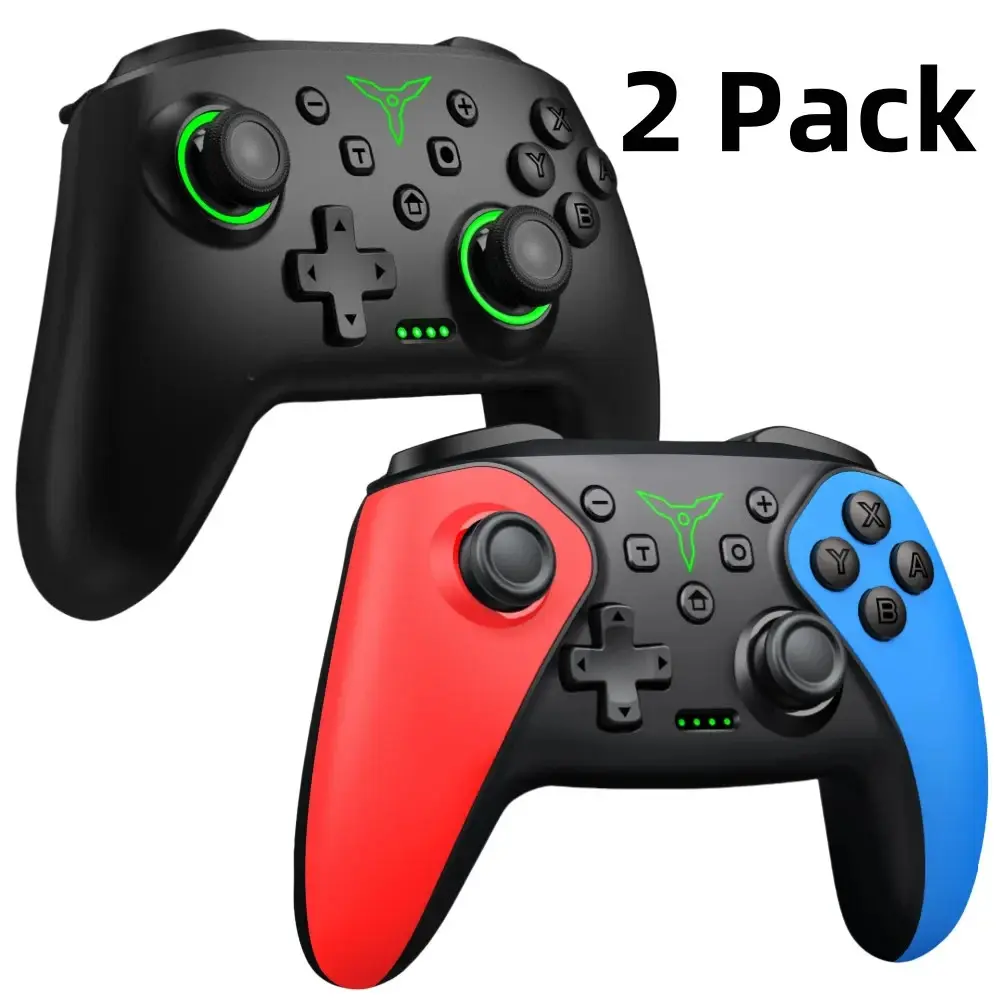 2-Pack Wireless Pro Game Controllers for Nintendo Switch 2/OLED Console, Android/iOS Smartphones - Adjustable, Rechargeable, Wired Connection, Turbo Function, Responsive Buttons, Precision Joysticks, Indicator Lights, Ergonomic Design