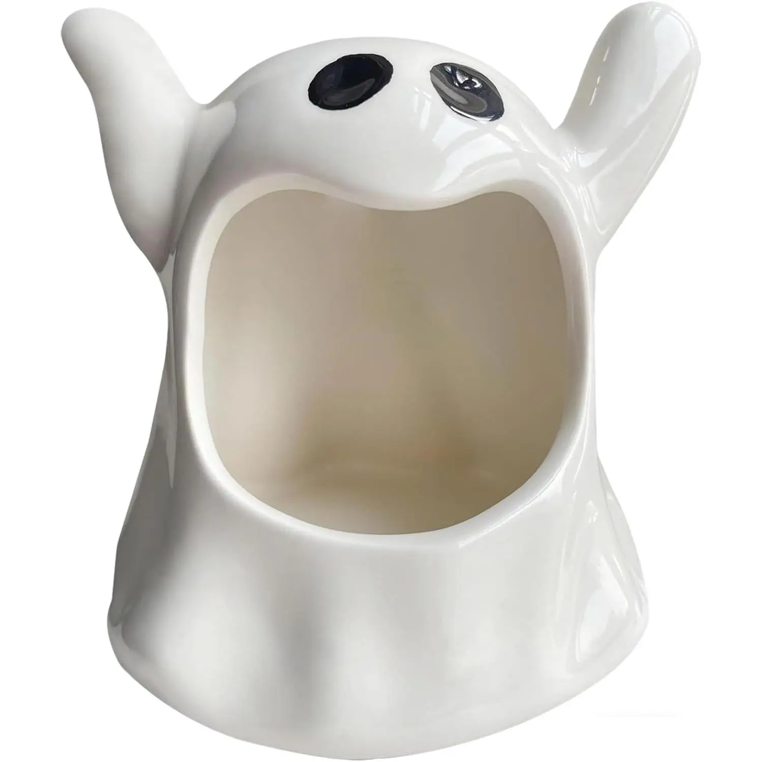 Ghost Shaped Ceramic Holder, Ghost Ceramic Candy Bowl, Halloween Candle Holder Cup, Multipurpose Tabletop Organizer for Party Home Office