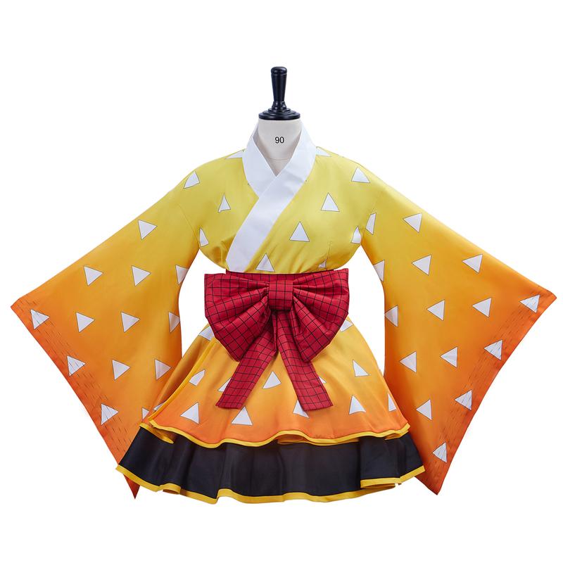 Demon Slayer Cosplay Costume Agatsuma Zenitsu Fanart Costume Women Japanese Kimono Outfit Costume Demon Slayer Cosplay Costume Agatsuma Zenitsu Fanart Costume Women Japanese Kimono Outfit Costume