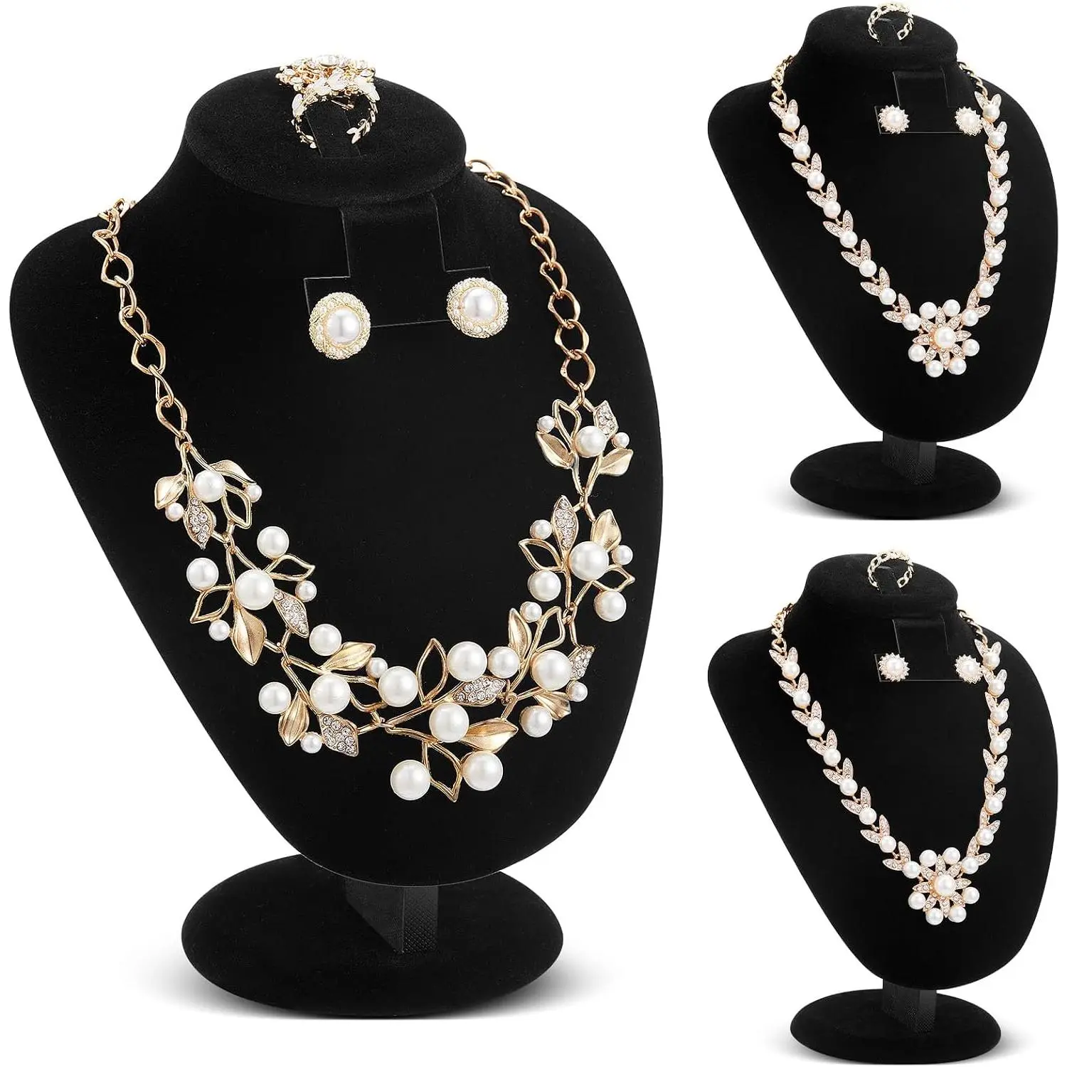 3 count Black   Display Necklace Earrings Ring Display Stand  Bust/mannequin for Vendors Selling and Shows