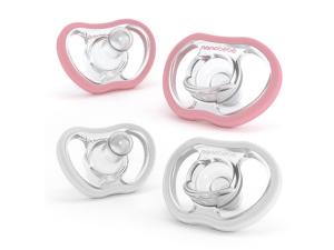Baby Pacifiers 0-3 Month - Orthodontic, Curves Comfortably with Face Contour, Award Winning for Breastfeeding Babies, 100% Silicone, Perfect Baby Registry Gift 2pk,Grey