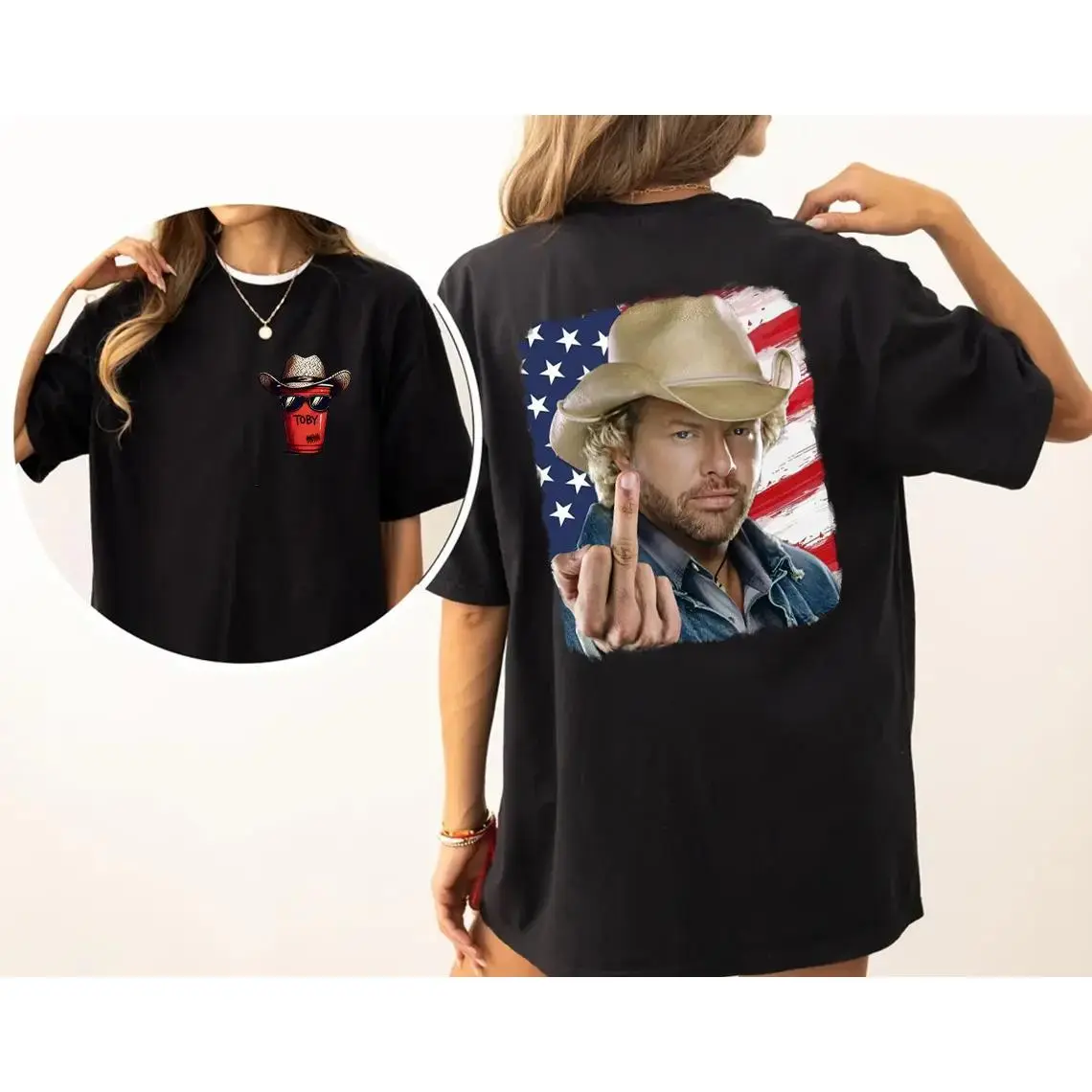 Toby Keiith Finger 2 sides Tshirt, Country Music Shirt, In memory of Toby Keeith, 4th of July Sweatshirt Hoodie