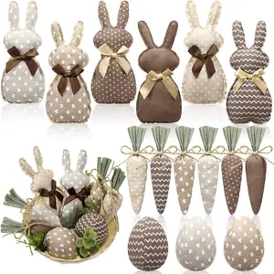 18 count Rustic  Easter Bunny Decorations Spring Fabric Bunnies Carrot Eggs Vase Filler Table Decor for Desk Counter Tiered Tray Basket Spring Easter Wedding  Exquisite Soft Craft