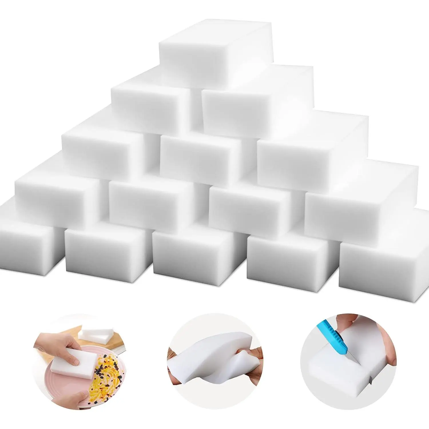 10-Count Melamine Magic Sponge Erasers - 2X Thick, Reusable Pads/Scrubbers, Cut Out to Any Shape, Long-Lasting Multi-Surface Cleaner for Mobile Phone Accessory Maintenance & Small Electronics Upkeep