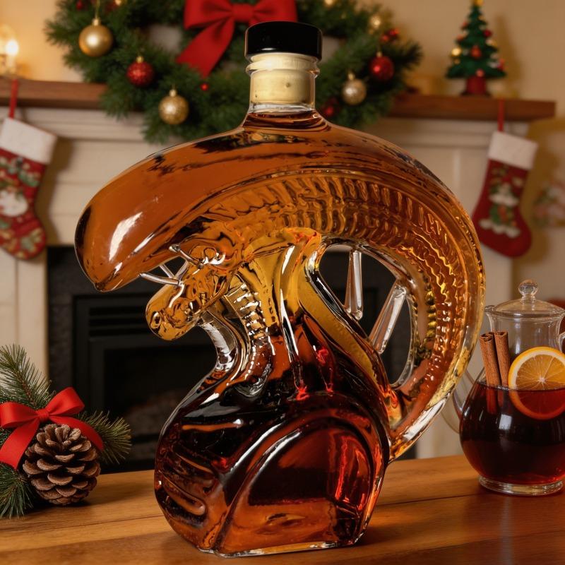 The Monster Decanter—an alien-themed glass decanter inspired by classic movie monsters. An exceptional collectible, it seamlessly combines the practical function of holding spirits with the decorative aesthetic of a creative display piece. (Glass)