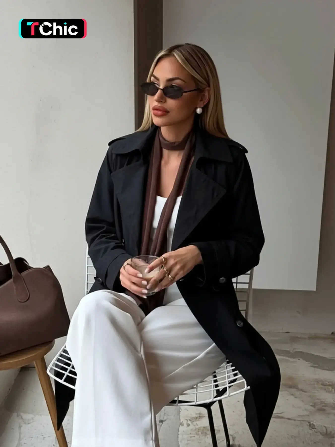 Women's Spring Trench Coat, Casual Long Sleeve Belted Design, Fitted Plain Surface, All-Season Outerwear with Waist Belt Included