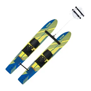 VEVOR 46 Water Skis, Kids Water Ski Trainers with X - 7 Adjustable Bindings, Double - Handle Rope Removable Stabilizing Bar, Training Waterskis Combo for Kids Youth Up to 300 lbs
