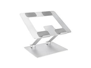 Amazon Basics Ergonomic and Foldable Laptop Stand for Desk, Adjustable Riser, Fits all Laptops and Notebooks up to 17.3 Inch, 10 x 8.7 x 6 in, Silver