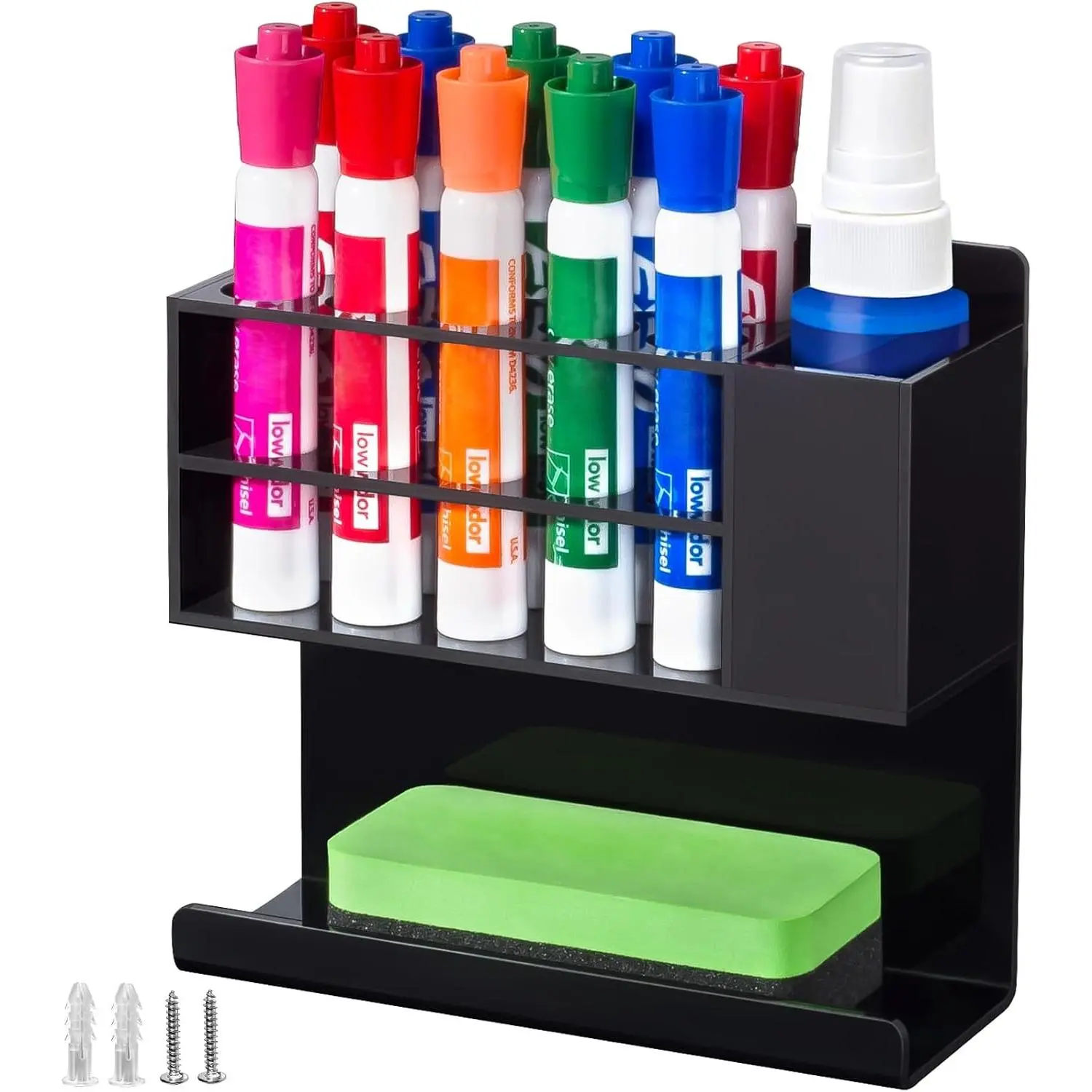 Magnetic Dry Erase Marker Holder for Fridge Whiteboard | Wall Mount Pen Holder for Office Refrigerator Locker Classroom Teacher School Supplies