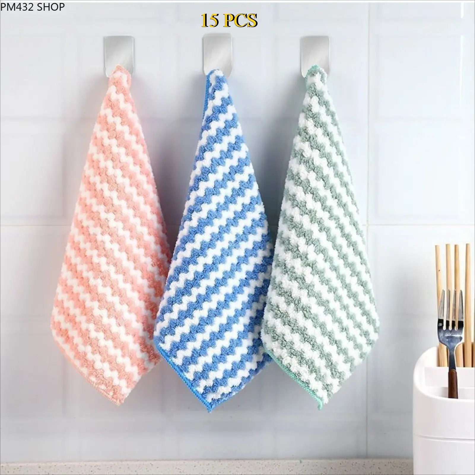 Coral Fleece Cleaning Cloth, Wave Pattern Absorbent Dish Cloth, Oil Stain Removing Kitchen Towel, Reusable Rag for Table Wiping Hand Washing Household Use