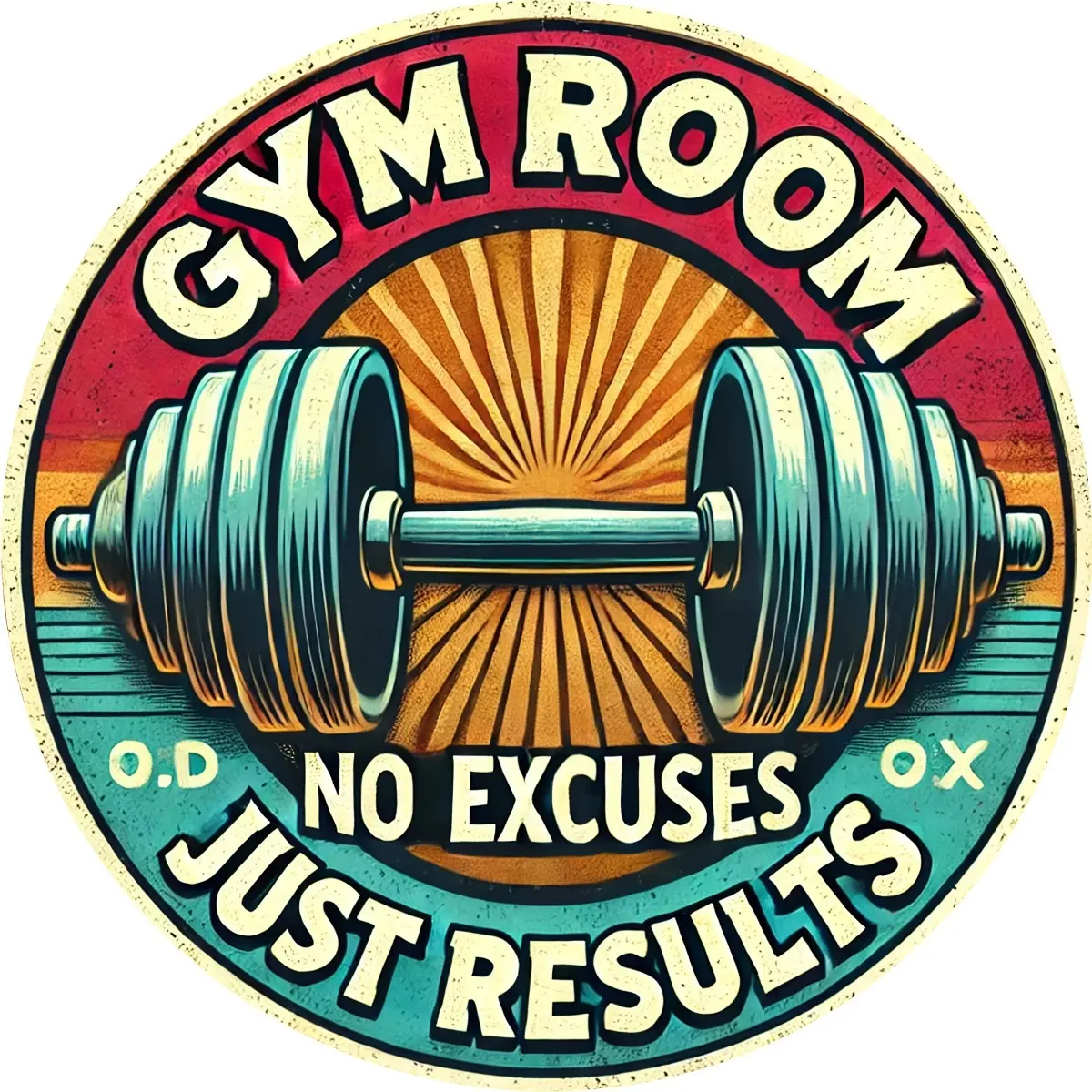 Inspirational Gym Metal Sign No Excuses Just Results Dumbbell Fitness Wall Art Sign Vintage Workout Decor for Home Gym Room Decoration 12x12 Inch