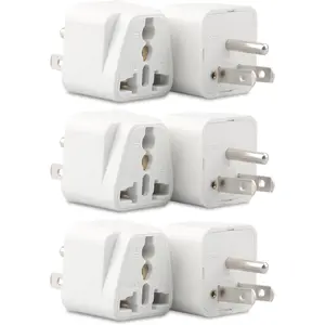 6 Pack European to  Plug Adapter, UK to  Plug Adapter, India to  Plug Adapter,  Plug Adapter for EU, UK, IN, AU, CN, IT, BR, CH-Type B, White