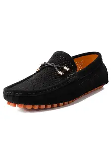 Men's Loafers, Textured Leather Walking Shoes, Casual Footwear, Breathable Design, Soft Sole, Ideal for Work, Leisure, Social Events