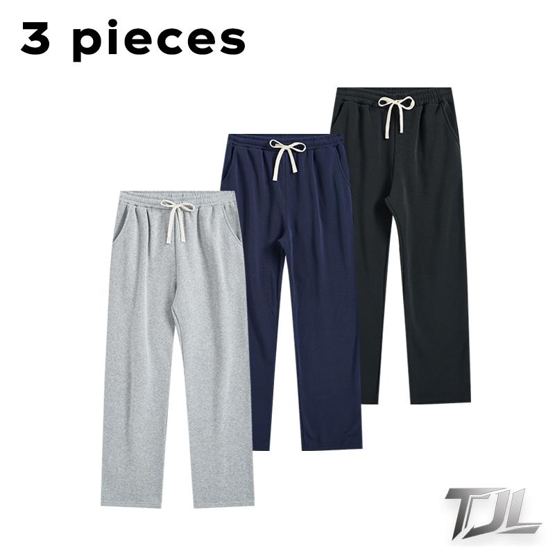 TJL Men's Regular Fit Solid Drawstring Waist Sweatpants, Casual Pocket Design Pants for Fall & Winter, Men's Trousers for Daily Wear, Yoga Training Pants, Casual Sports Pants solid drawstring waist sweatpants