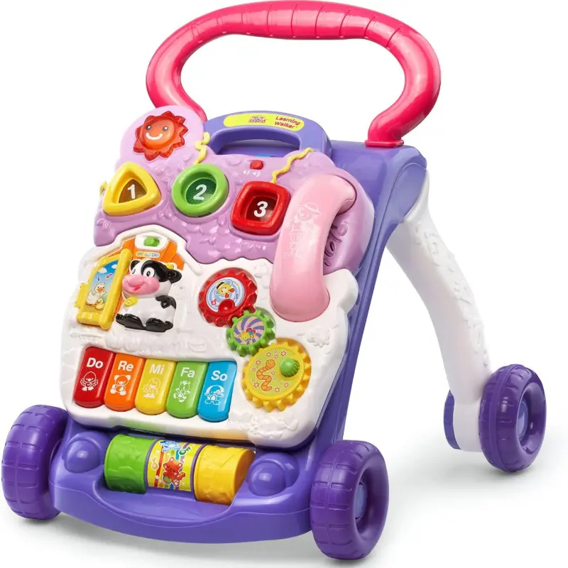 Sit-to-Stand Learning Walker for Toddlers, Lavender Baby Push Walker with Interactive Activity Panel, Lights & Sounds Educational Toy, Frustration Free Packaging for Infant Early Learning