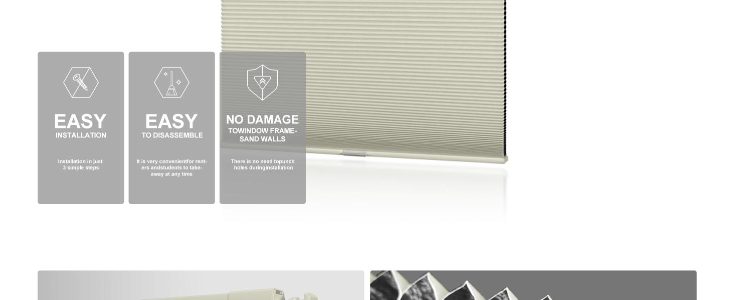 No Drill No Tools Cellular Shades Top Down Bottom Up Honeycomb Blinds Blackout Cordless Window Blinds Easy to Install Cellular Shade for Windows