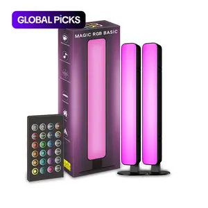 USB LED Ambient Light, Rectangle Shaped Music Sync RGB Table Light, Room Lights for Bedroom, Brightness Adjustable, Led Dimmable RGB Desktop Night Light, Lamp for Dressers Decor, for Barracks Room Transformation