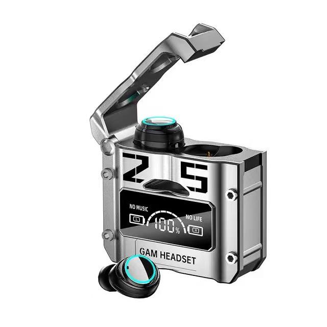 Wireless Touch Control Bluetooth Earbuds Metal Mecha Style Low Power Esports LED Digital Display